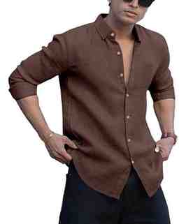 NexaFlair Men's Regular Fit Solid Pattern Laffer Cotton Shirt with Long Sleeve Collared Neck Standard Length and Button Down Closure Type | Mens Casual Shirts |